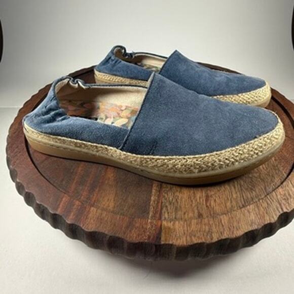 Born Castries Espadrille Flats Blue Suede Leather Slip-On Comfort Shoes 6M - Picture 5 of 11